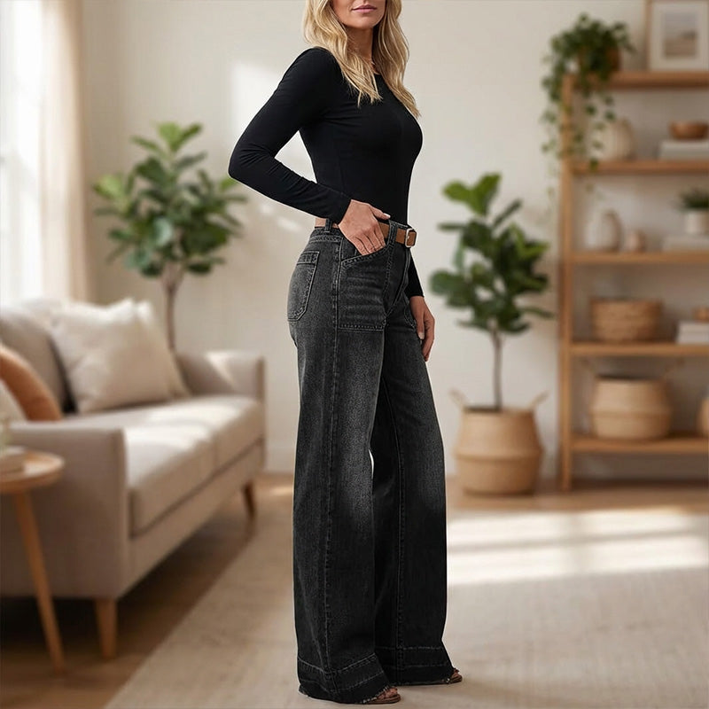 Belle Époque | Jean évasé rétro pour femme avec poches