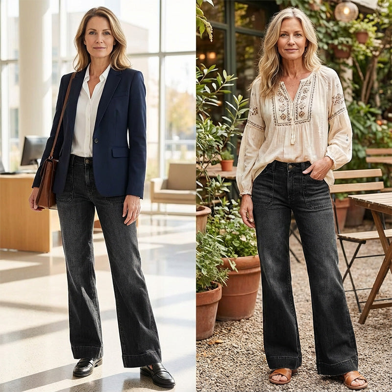 Belle Époque | Jean évasé rétro pour femme avec poches