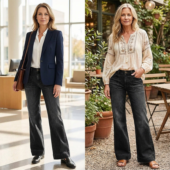 Belle Époque | Jean évasé rétro pour femme avec poches